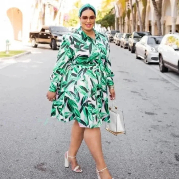 New BeautiCurve X Lane Bryant Palm Leaf Print ShirtDress
Button Dress Size 22 - Picture 2 of 15